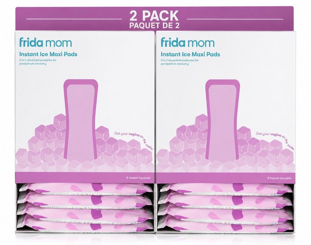 2 Frida Mom 2-in-1 Postpartum Pads, Ice Maxi Pads Instant Cold 16ct Exp 01-2031